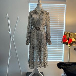 Pretty Darling Belted Snakeskin Midi Dress size 14